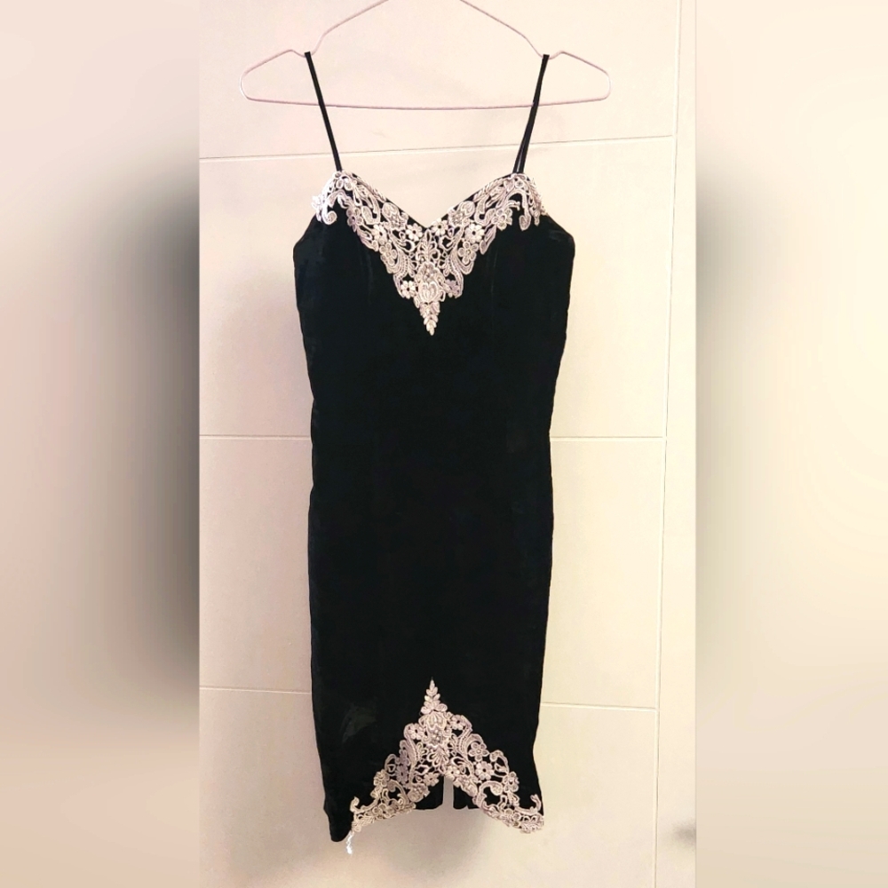 90's Black Velvet Mini Dress